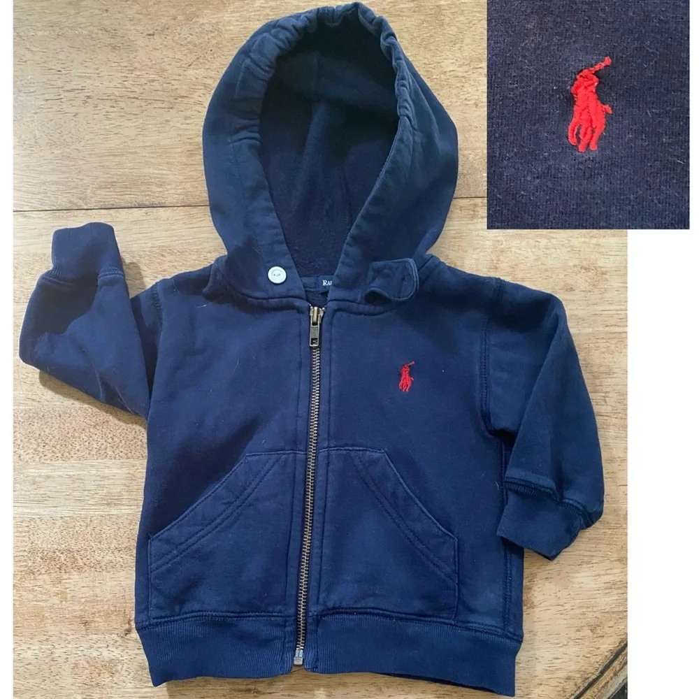 Vintage Polo‎ by Ralph Lauren Infant Size Medium Navy Zip/Hooded Jacket